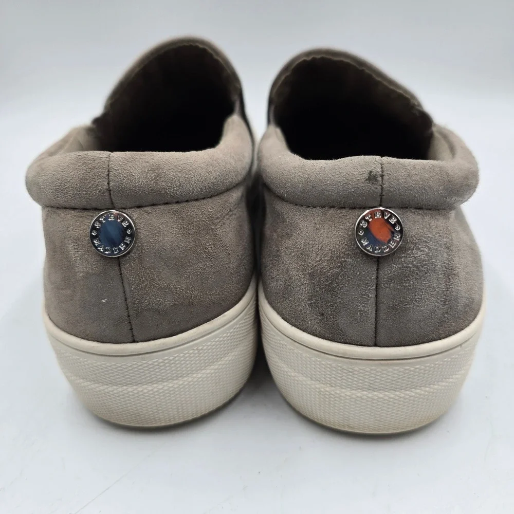 Steve Madden Sneaker Womens 10 Gills Grey Suede Slip On Platform Casual Shoes